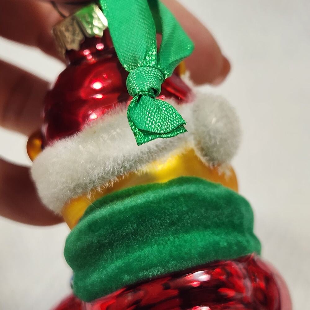 Disney Pooh Bear Blown Glass Christmas Tree Ornament Decor Flocked Box Honey - Picture 9 of 13